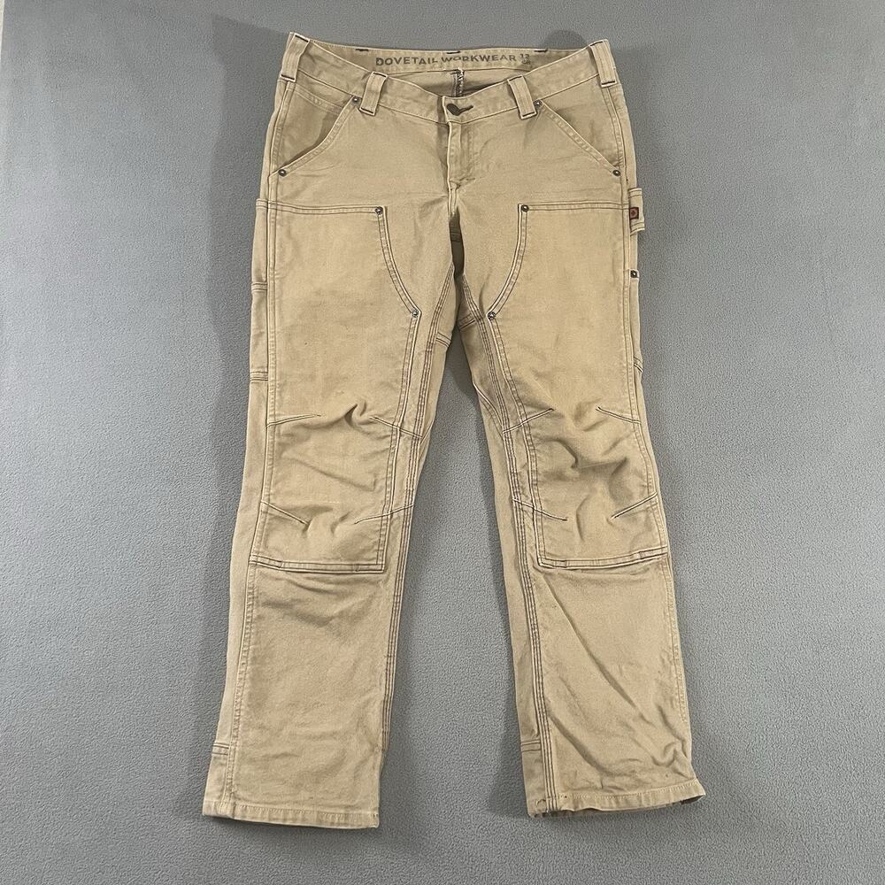 Dovetail Pants Womens 12 Beige Britt Utility Double Knee Canvas Workwear